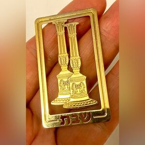 Gold Candle Holder Pendant. Vintage. 1994